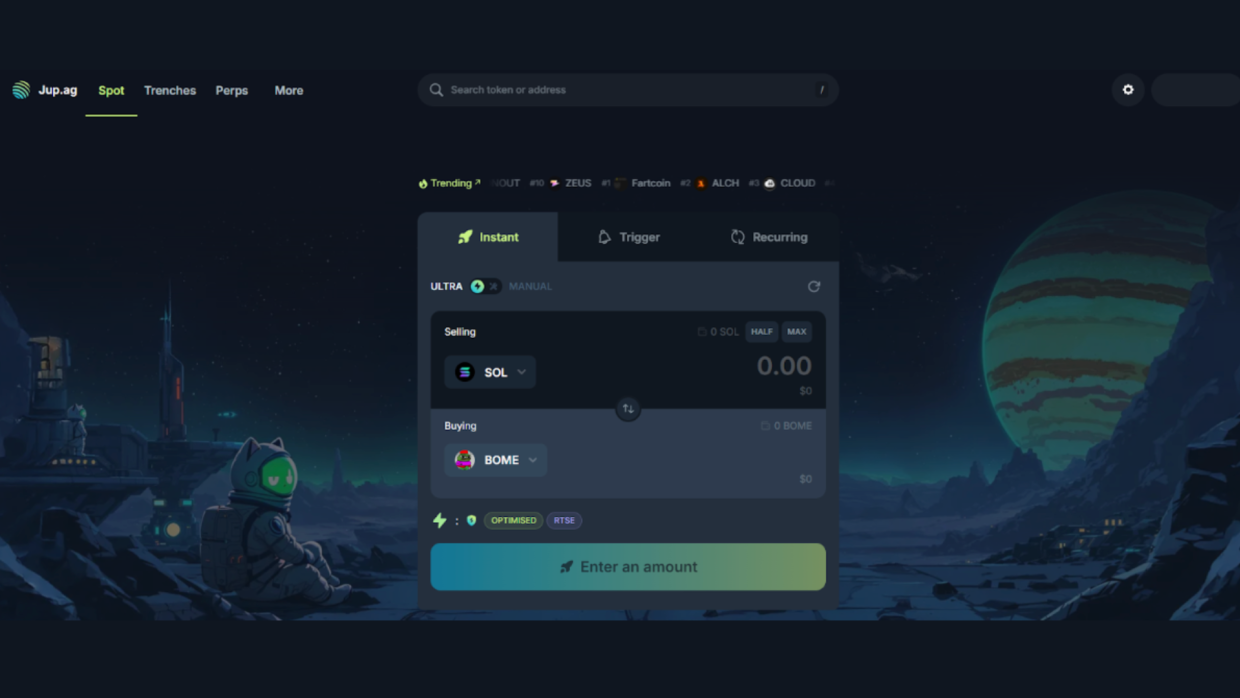 The text explains buying BOME on Jupiter: connect wallet and select the token pair for swap.