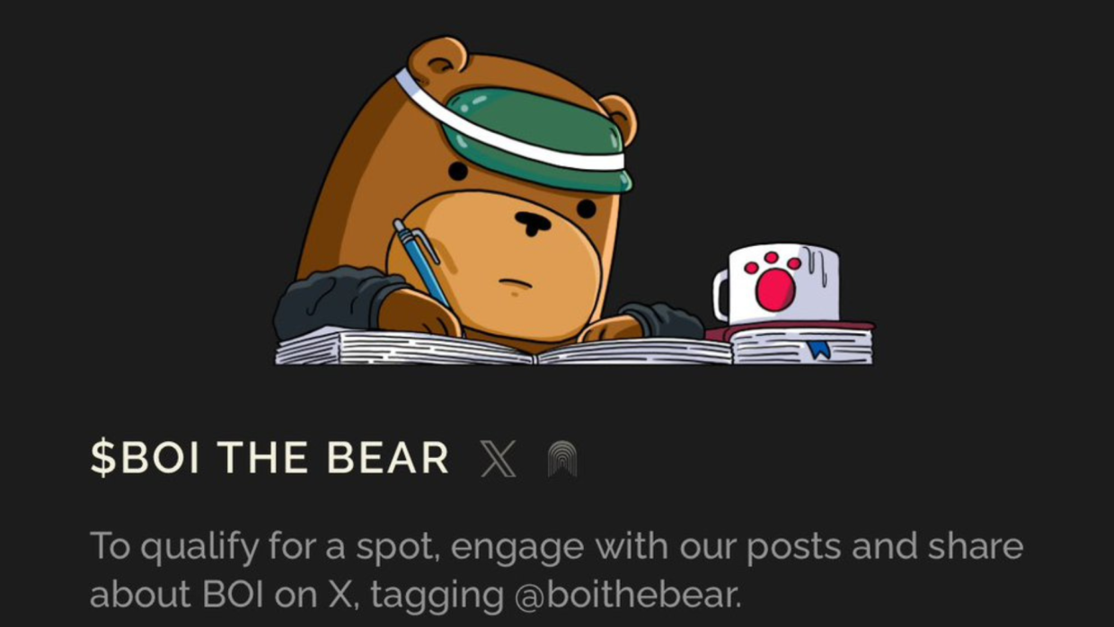 It's about the $BOI memecoin rapidly gaining popularity through community activity.