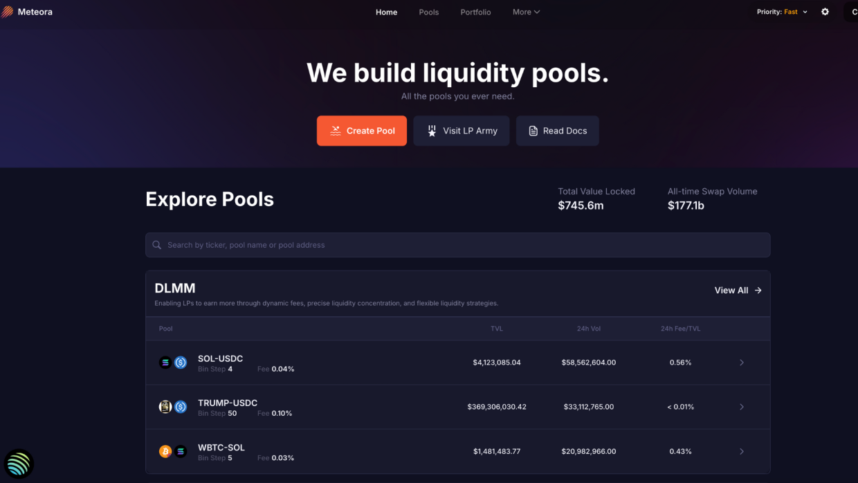 Meteora is a DeFi platform on the Solana network for trading and launching memecoins.